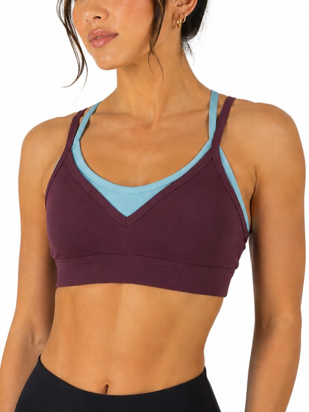 DARC SPORT Juliette Energy Double Sports Bra Purple Blue Medium Racerback Gym